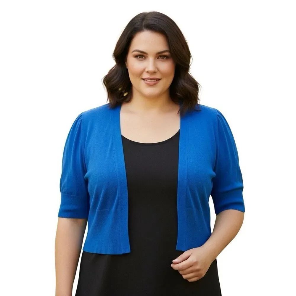 Lane Bryant Cobalt Blue Open Front Bolero Shrug Size 18/20 Plus Lightweight Laye